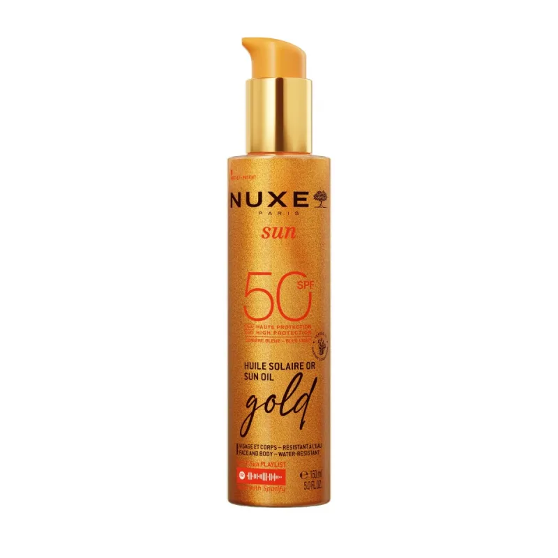 Nuxe Sun Aceite SPF50 Bronceador Gold Rostro y Cuerpo, 150 ml