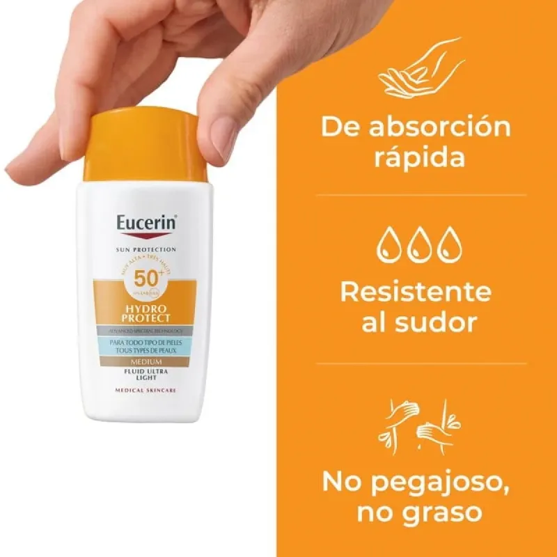 Eucerin Sun Hydroprotect Fluido Ultra Light SPF50+ Tono Medio, 50 ml Eucerin Sun Hydroprotect Fluido Ultra Light SPF50+ Tono Medio, 50 ml