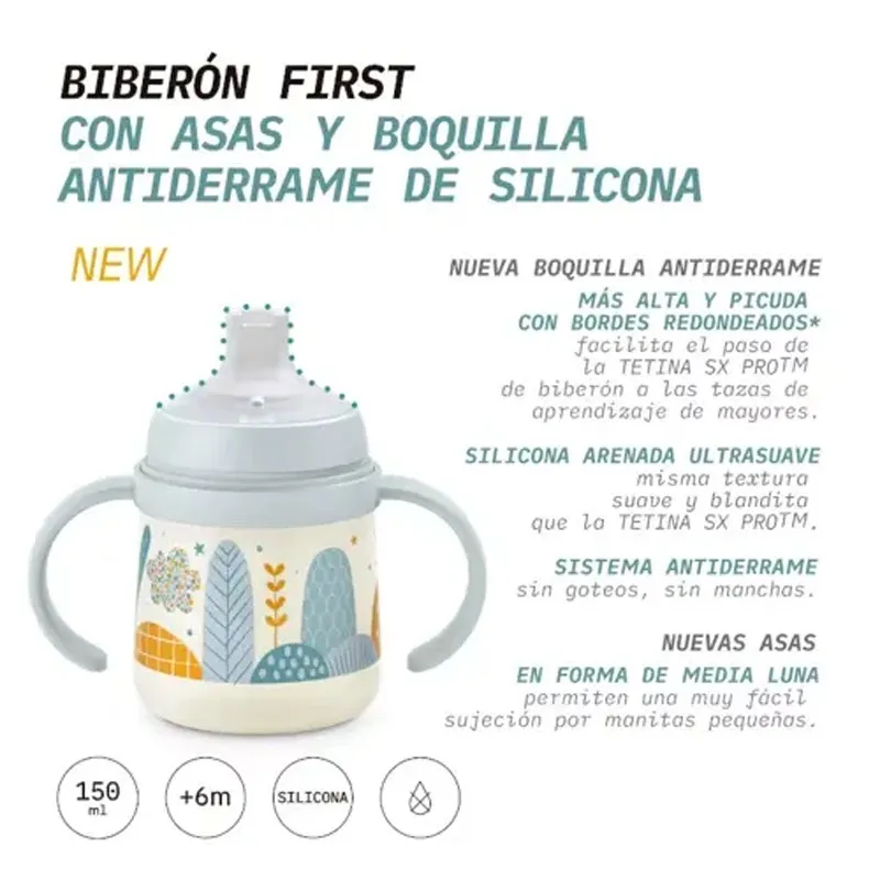 Suavinex Biberon Silicona con Asas +4m, 150ml.