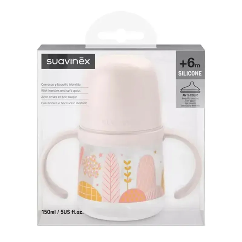 Suavinex Biberon Silicona con Asas +4m, 150ml. Suavinex Biberon Silicona con Asas +4m, 150ml.