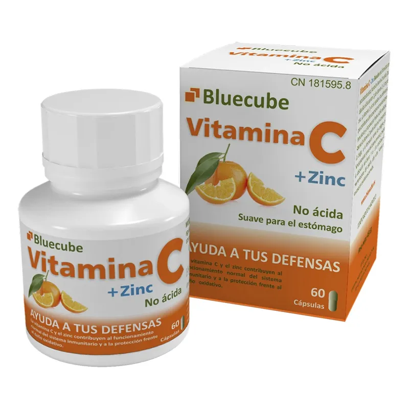 Bluecube Vitamina C + Zinc, 60 cápsulas | Farmacia Barata Bluecube Vitamina C + Zinc, 60 cápsulas | Farmacia Barata