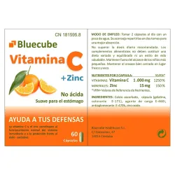 Bluecube Vitamina C + Zinc, 60 cápsulas | Farmacia Barata Bluecube Vitamina C + Zinc, 60 cápsulas | Farmacia Barata