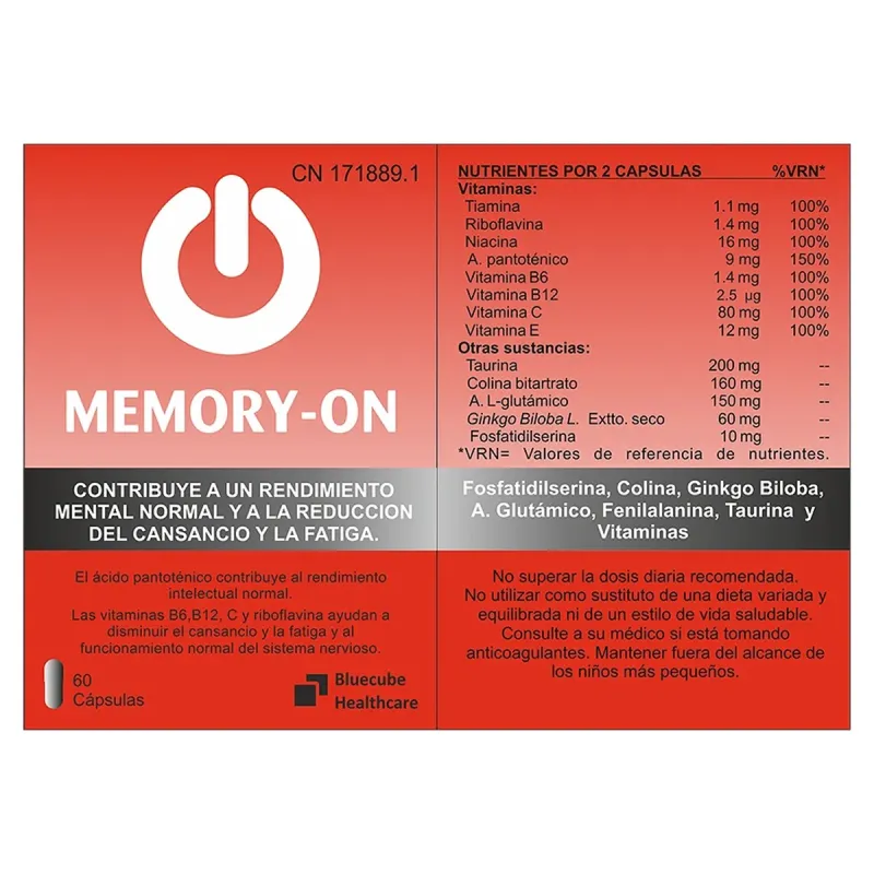 Bluecube Memory On, 60 cápsulas | Farmacia Barata
