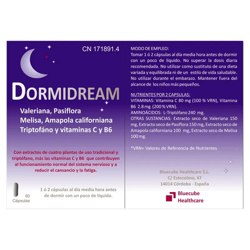 Bluecube Dormidream, 60 cápsulas | Farmacia Barata Bluecube Dormidream, 60 cápsulas | Farmacia Barata