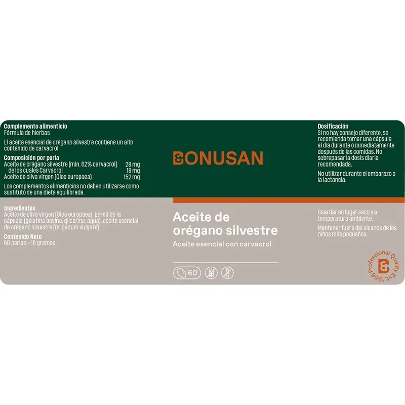 Bonusan Aceite de orégano silvestre información