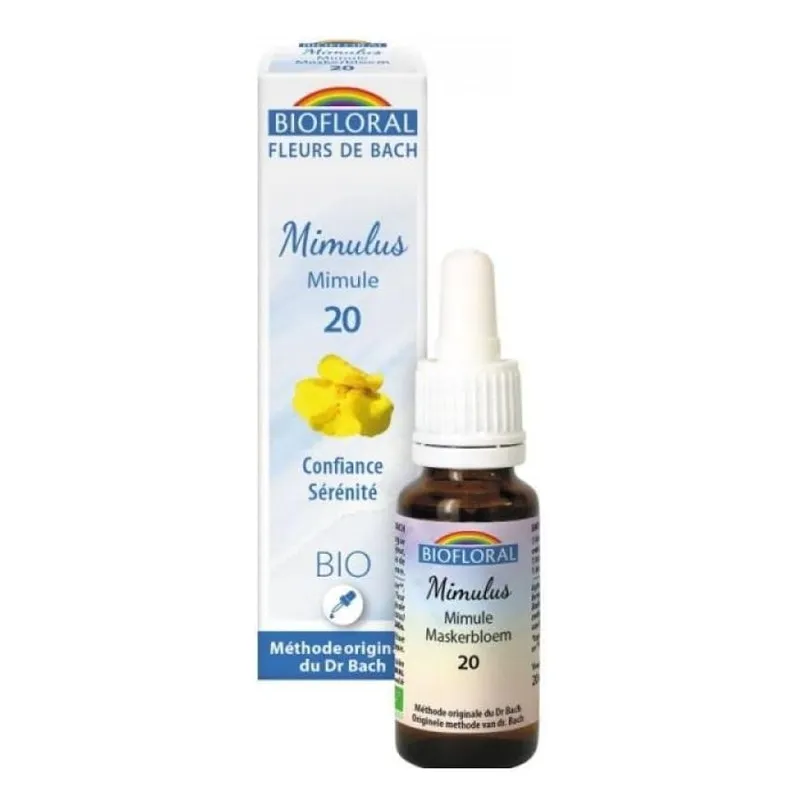 Biofloral Mímulo, 20 gránulos - Flores de Bach, para Confianza y Serenidad, 9 gr sin alcohol
