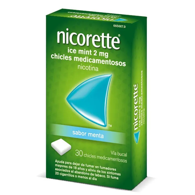 Nicorette ice mint 2 mg, 30 chicles medicamentosos Nicorette ice mint 2 mg, 30 chicles medicamentosos