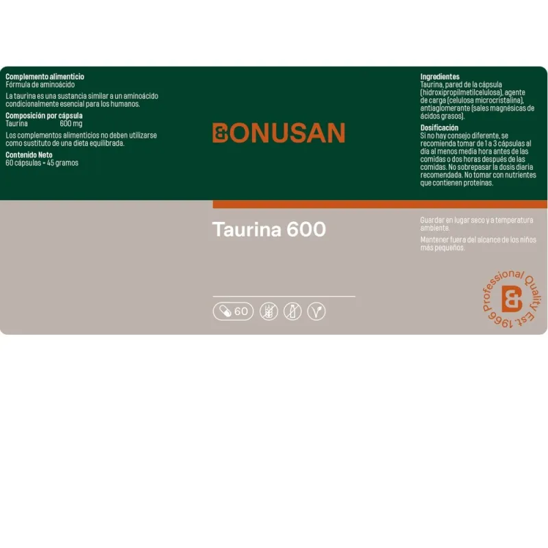 Bonusan Taurina etiqueta Bonusan Taurina etiqueta