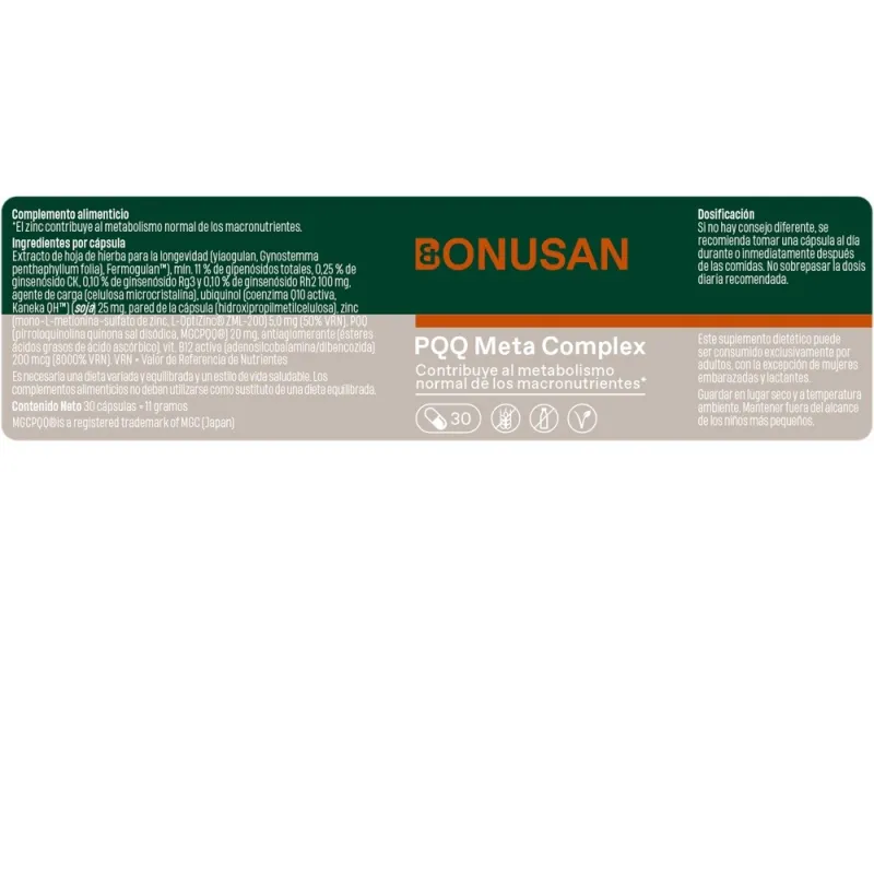 Bonusan PQQ Meta Plus etiqueta Bonusan PQQ Meta Plus etiqueta