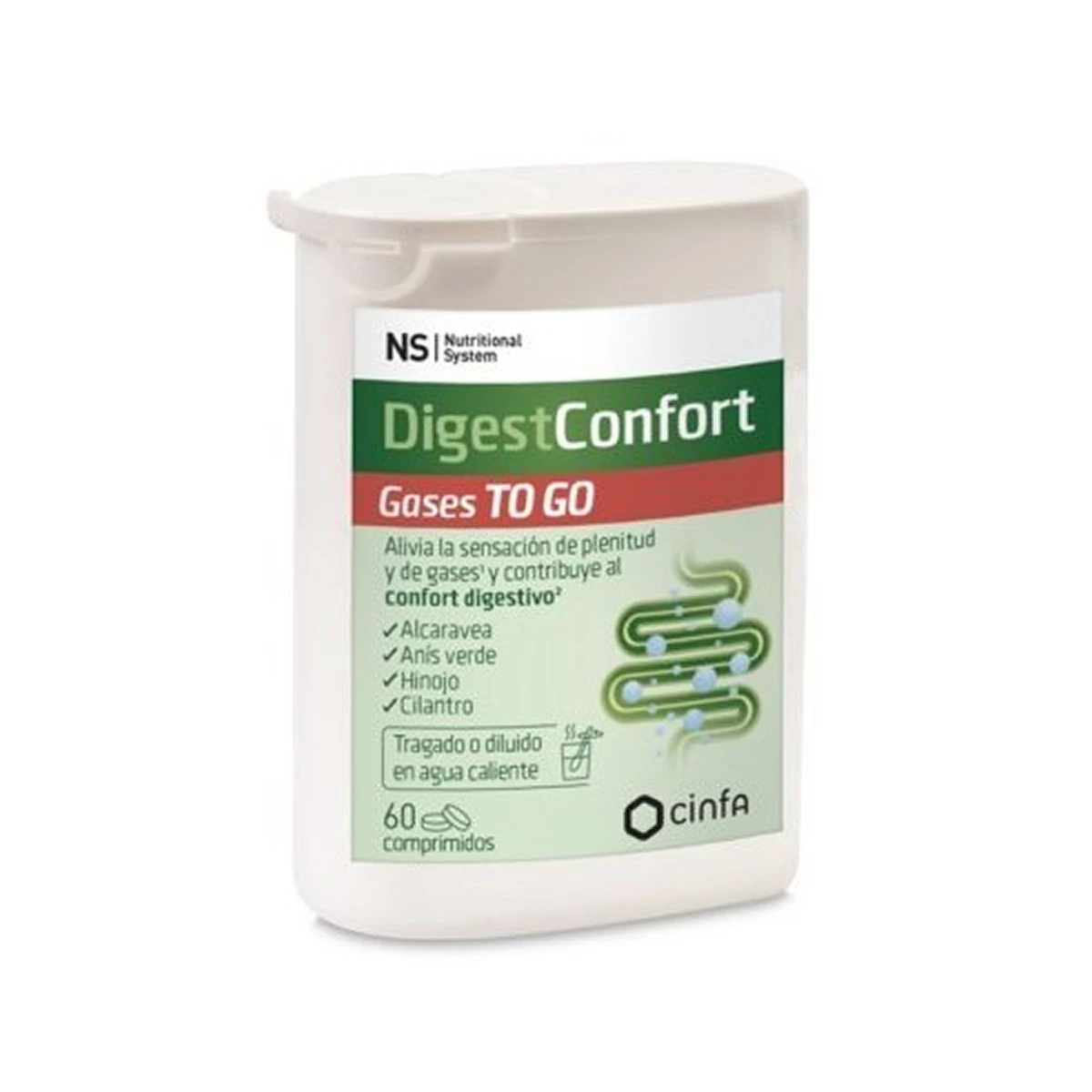 NS Digest Confort Gases To Go, 60 comprimidos