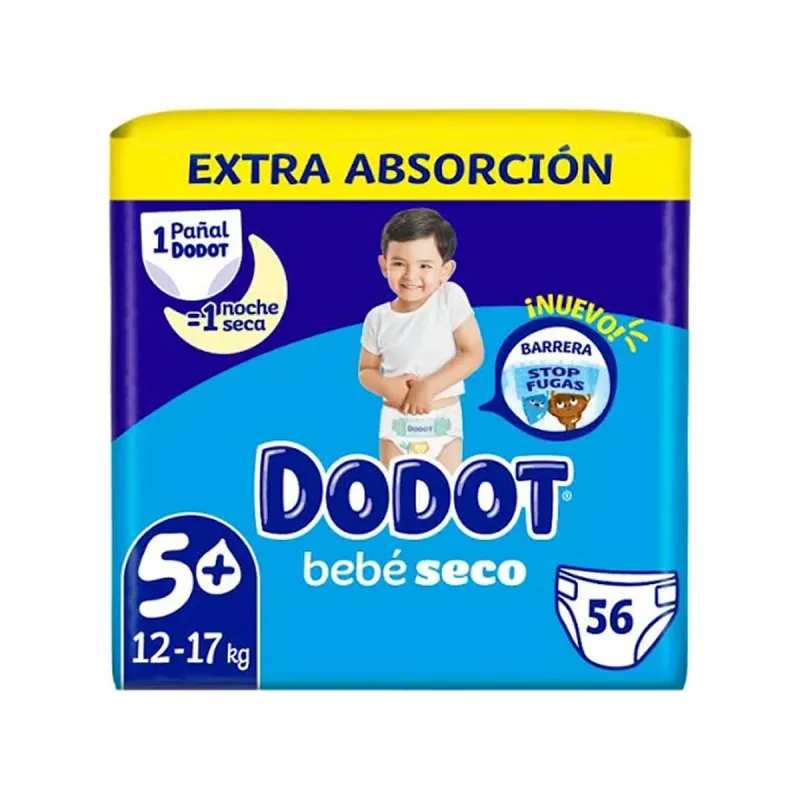 Dodot Pañal Infantil Bebe Seco Extra Talla 5 11-16 KG, 56 Unidades Dodot Pañal Infantil Bebe Seco Extra Talla 5 11-16 KG, 56 Unidades