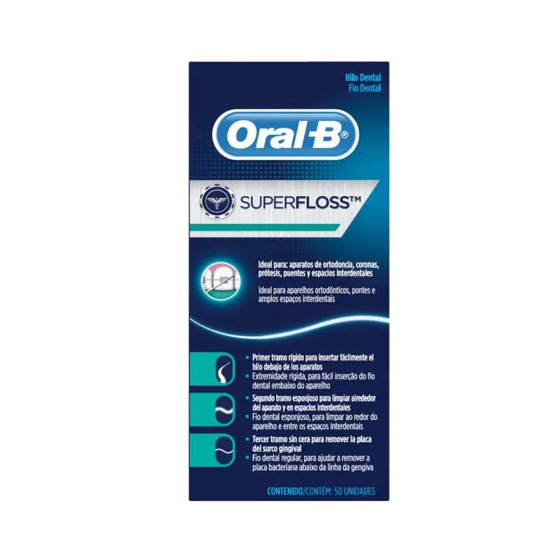 Oral-B Super floss seda dental precortada, 50 unidades Oral-B Super floss seda dental precortada, 50 unidades