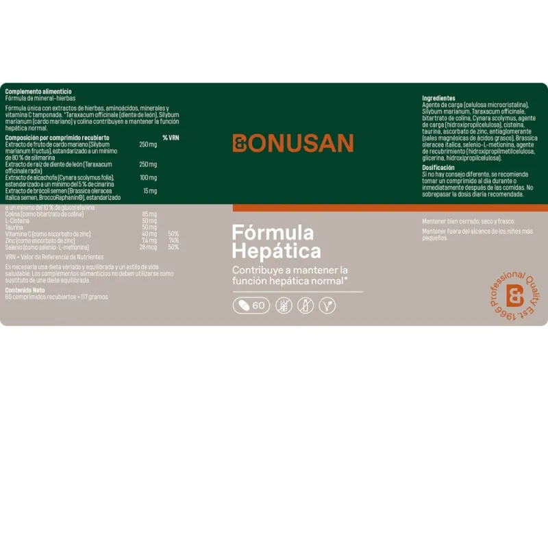 Bonusan Fórmula Hepática  información