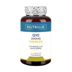Nutralie Q10 Complex 200mg con Vitamina C, E y B2, 120 cápsulas