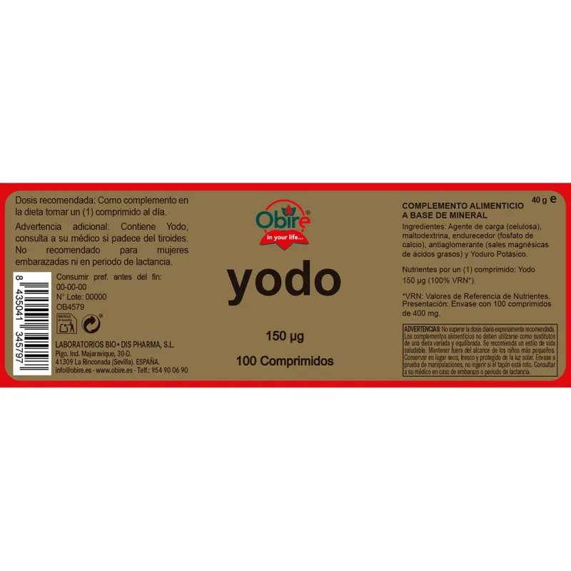 Obire Yodo 150 mcg | Farmacia Barata Obire Yodo 150 mcg | Farmacia Barata