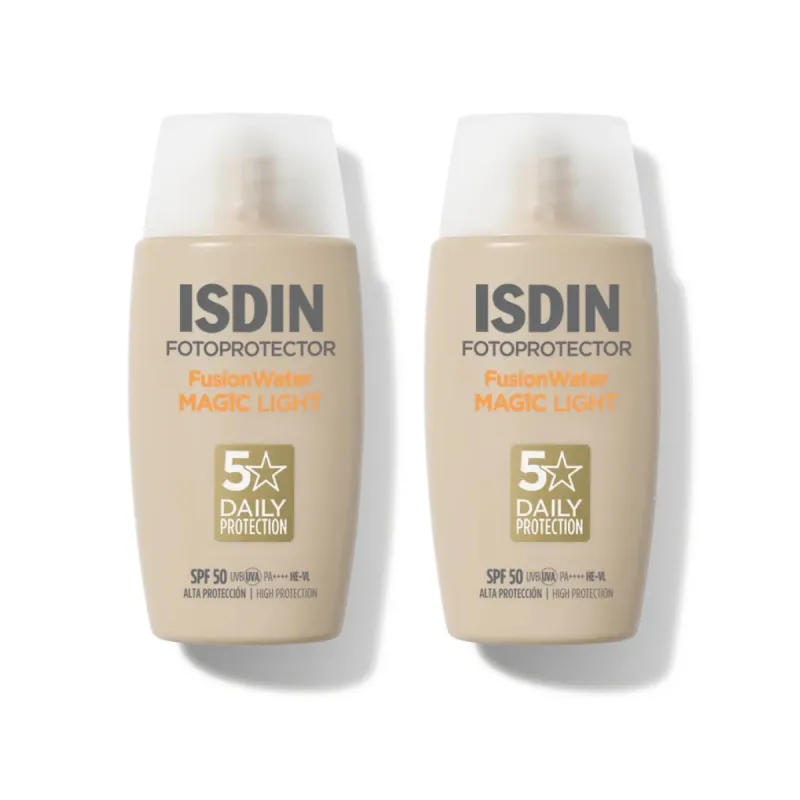Isdin fotoprotector fusion water color light SPF 50, Oferta Duplo 2x 50 ml| Farmacia Barata