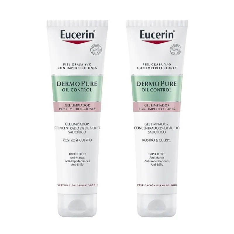 Eucerin Dermopure oil control gel limpiador concentrado triple efecto, Oferta Duplo 2x 150 ml| Farmacia Barata