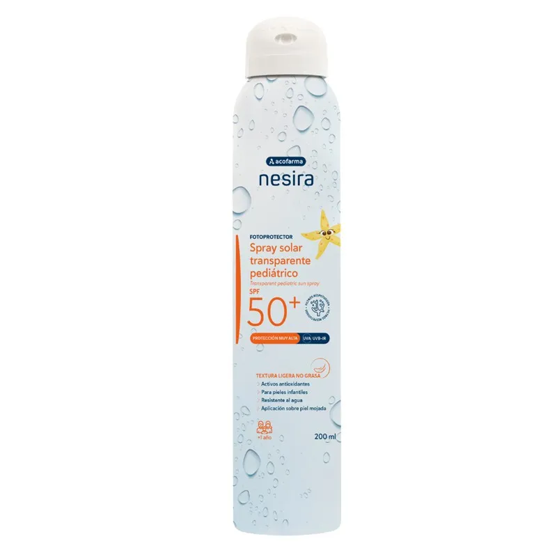 Acofar Nesira Spray Solar Transparente Pediatrico spf SPF50+, 200 ml Acofar Nesira Spray Solar Transparente Pediatrico spf SPF50+, 200 ml