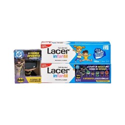Lacer gel dental infantil sabor fresa formato oferta duplo 2X75 ml+REGALO Figura Batman