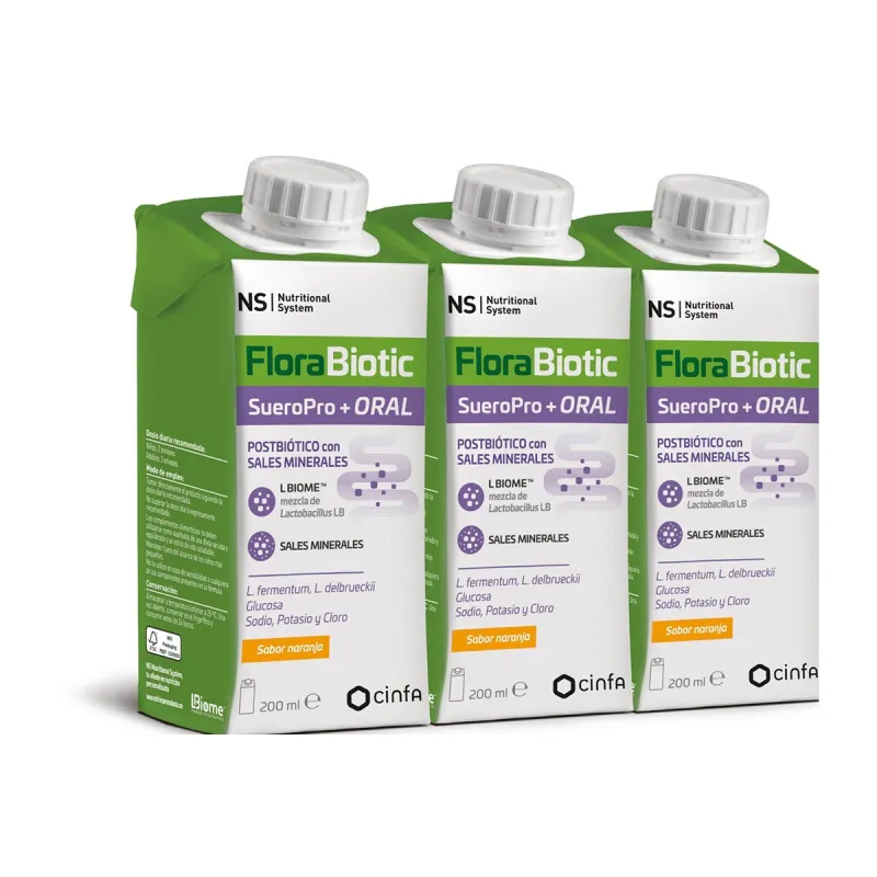 NS FLORABIOTIC SUEROPRO+ ORAL 3 ENVASES 200 ML SABOR NARANJA