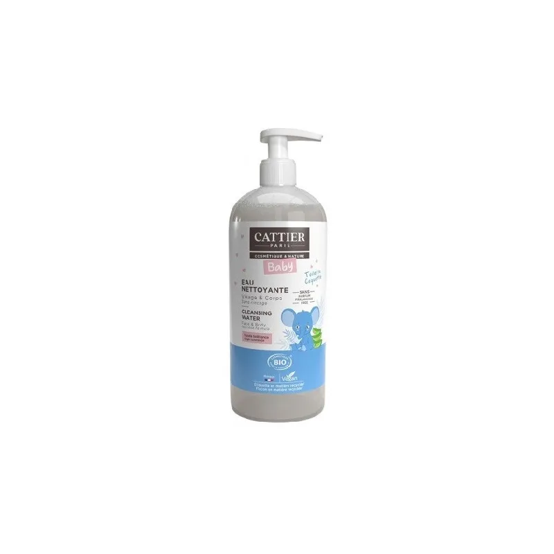 Cattier Agua limpiadora micelar para Bebé cara/cuerpo, 500ml.