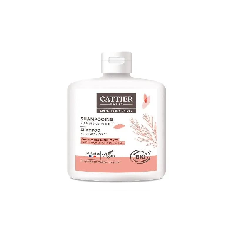Cattier Champú cabellos grasos con vinagre de romero, 250ml.