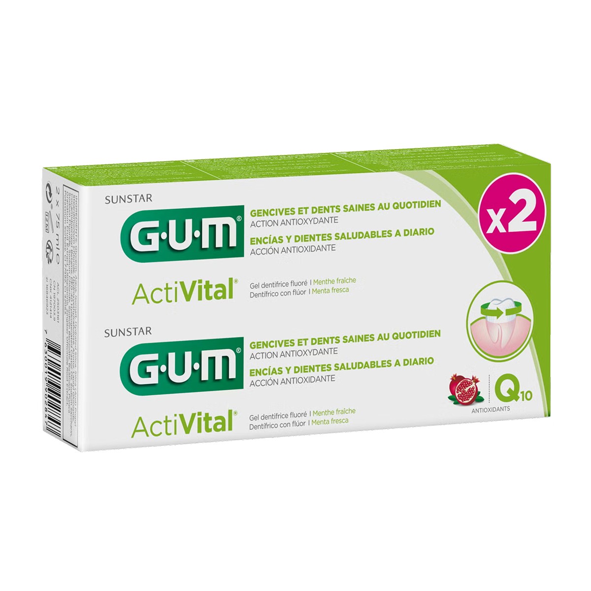 GUM Activital Duo Pack Gel dentífrico, 2x75 ml