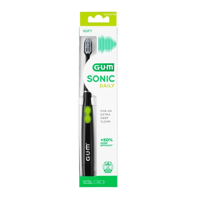 GUM Sonic Daily Cepillo Negro a Pilas | Farmacia Barata