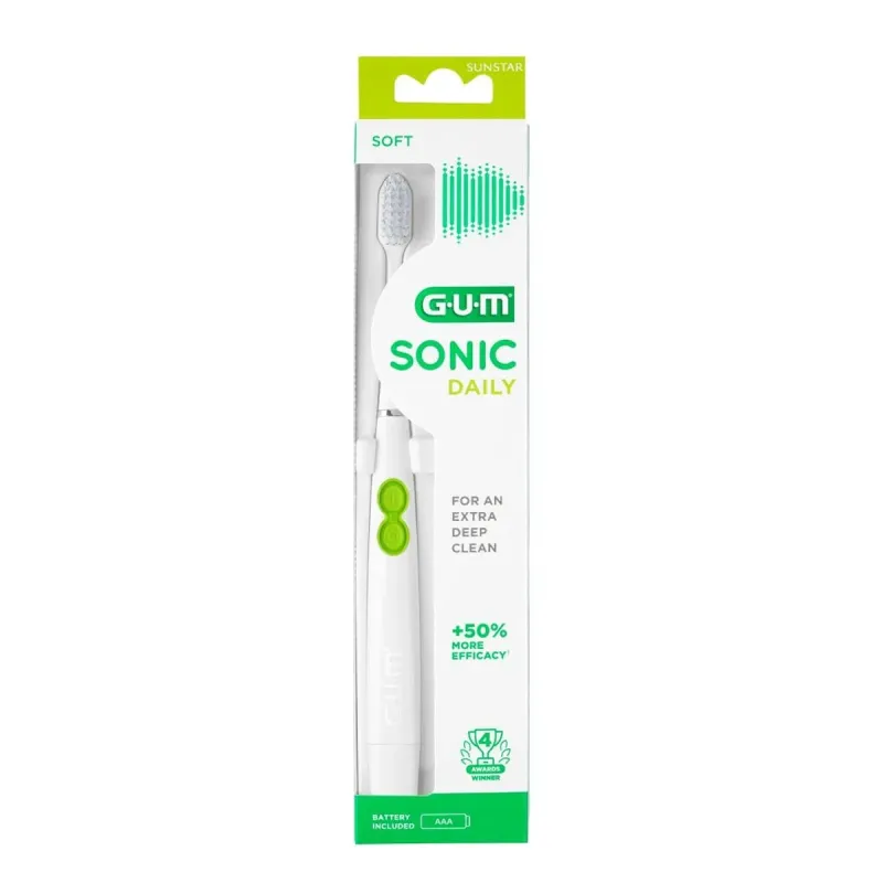 GUM Sonic Daily Cepillo Blanco a Pilas | Farmacia Barata GUM Sonic Daily Cepillo Blanco a Pilas | Farmacia Barata