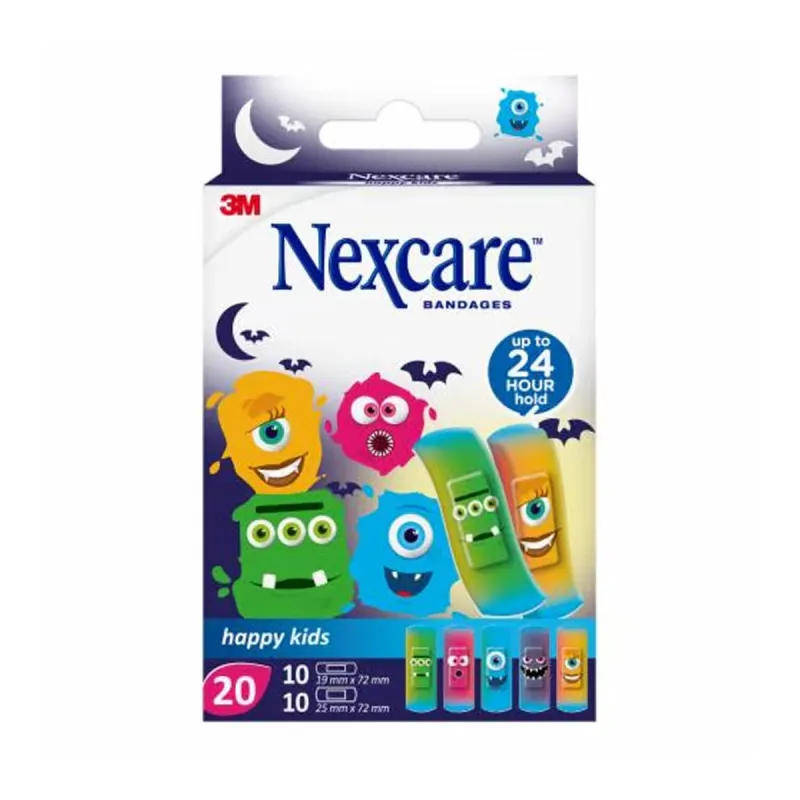 3M Nexcare kids plasters Monsters, 20 unidades | Farmacia Barata