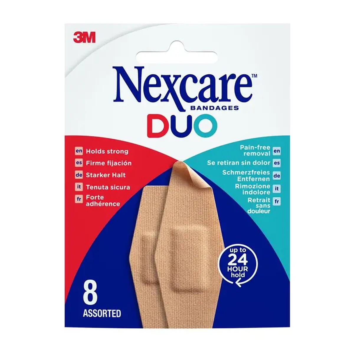 3M Nexcare DUO tiras tela adhesivo silicona, 8 unidades
