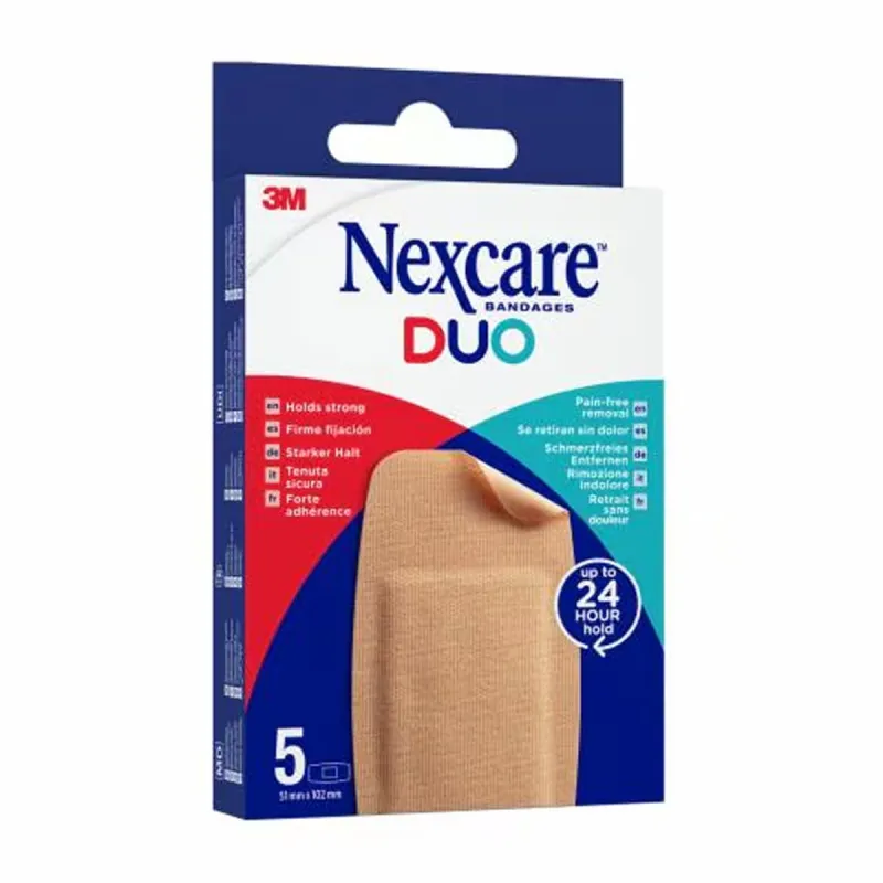 3M Nexcare DUO tiras tela adhesivo silicona Maxi, 5 unidades | Farmacia Barata 3M Nexcare DUO tiras tela adhesivo silicona Maxi, 5 unidades | Farmacia Barata