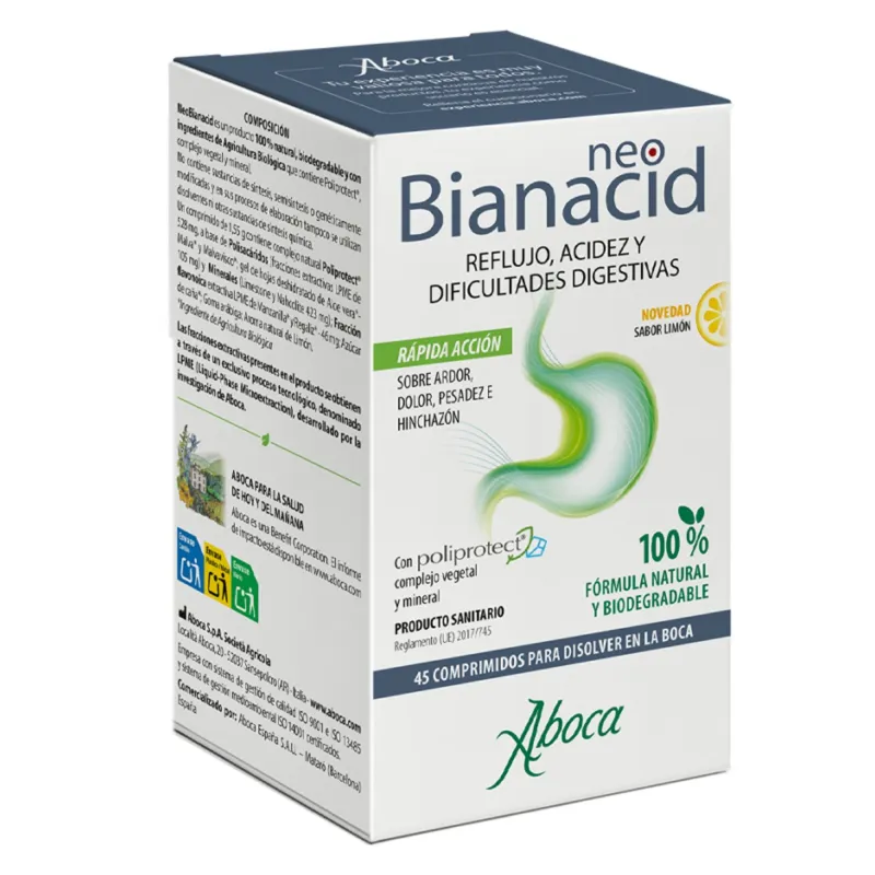Aboca Neobianacid sabor limón, 45 comprimidos