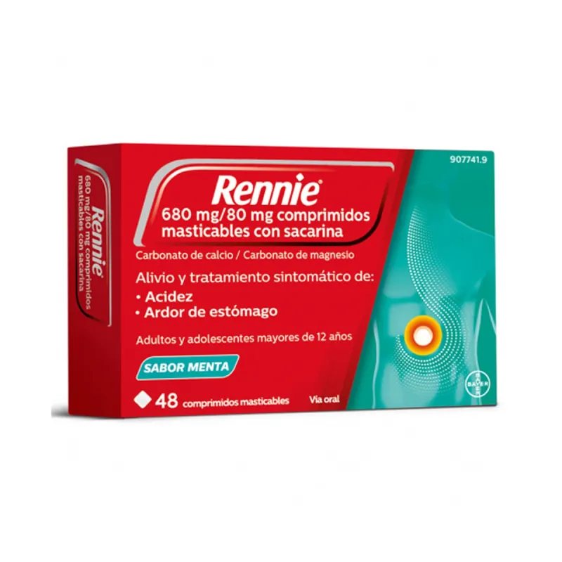 Rennie 680mg, 48 comprimidos masticable con sacarina