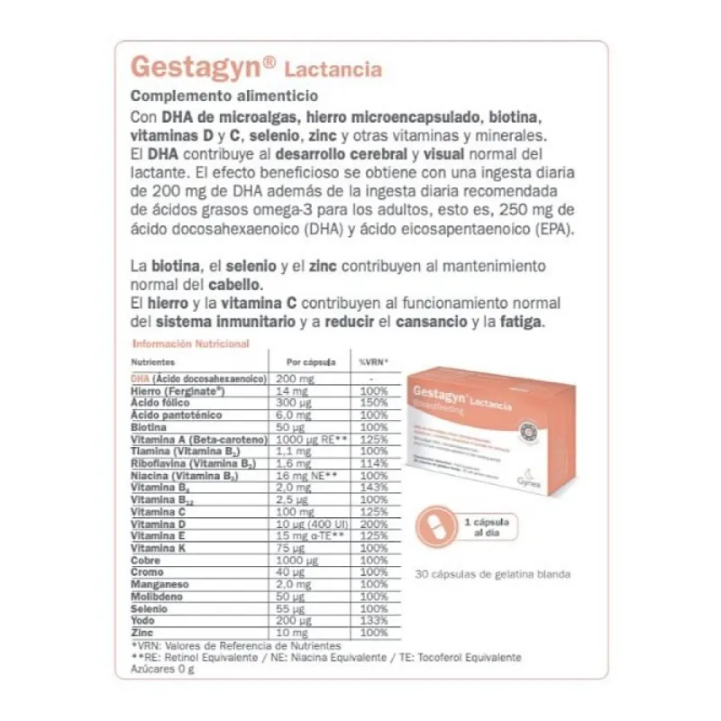 Gestagyn Lactancia, 30 cápsulas Gestagyn Lactancia, 30 cápsulas