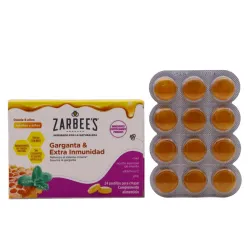 Zarbees Garganta y Extra Inmunidad Miel-Limon, 24 pastillas para chupar