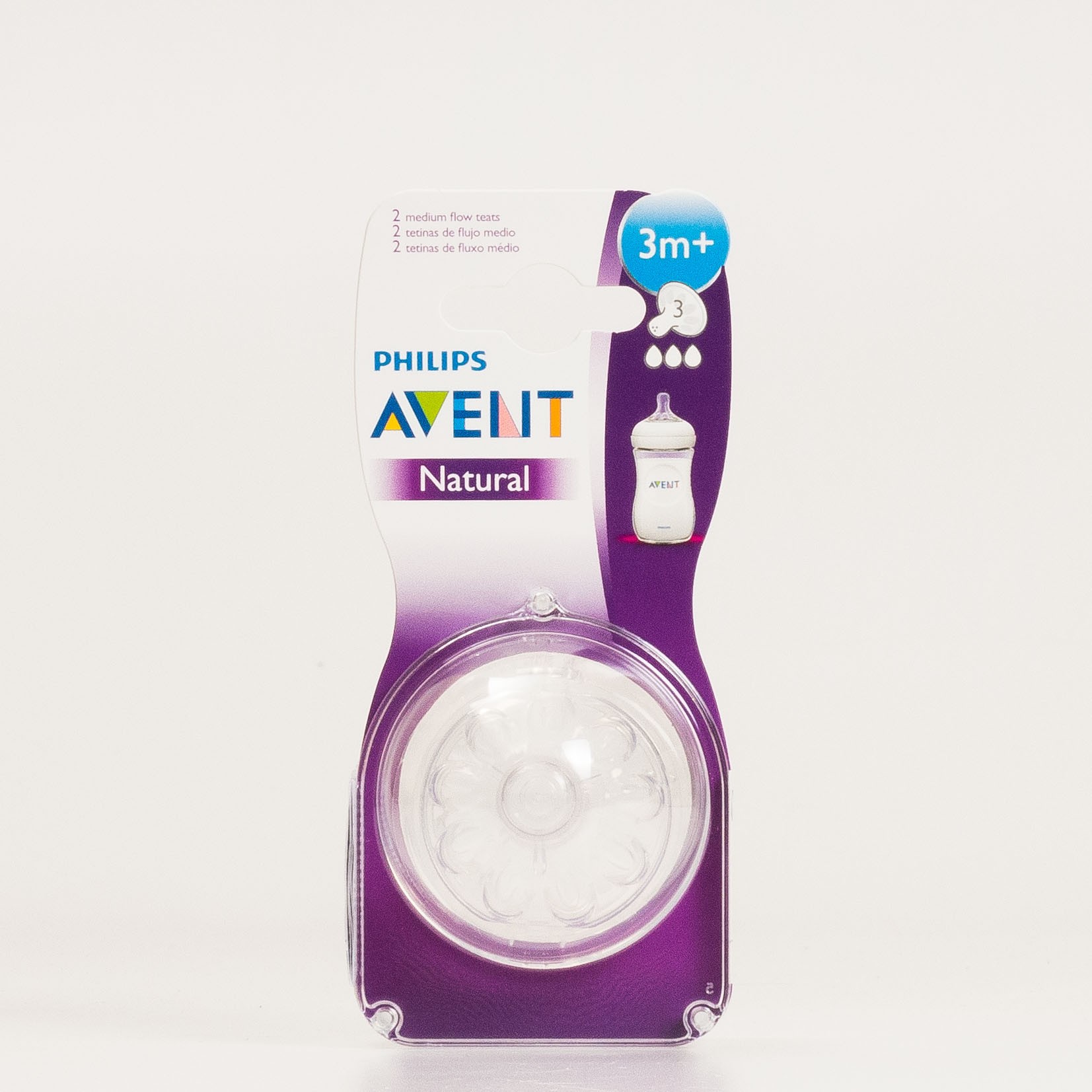 Avent Tetina Flujo Medio +3M, 2U.