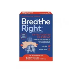 Breathe Right Transparentes Extra Fuertes, 8 tiras nasales
