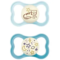 MAM Chupete Silicona Supreme Night Azul +16M,  2 unidades