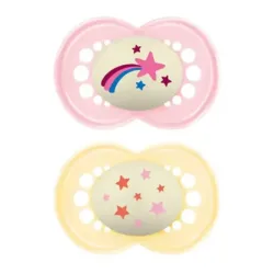 MAM Chupete Silicona Fisiologico Original Night Rosa +16M, 2 unidades