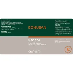 Bonusan NAC 600, 60 cápsulas etiqueta Bonusan NAC 600, 60 cápsulas etiqueta