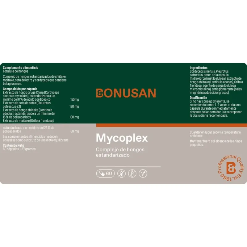 Bonusan Mycoplex, 60 cápsulas etiqueta Bonusan Mycoplex, 60 cápsulas etiqueta
