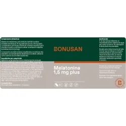 Bonusan Melatonina 1,5 mg plus, 90 comprimidos etiqueta Bonusan Melatonina 1,5 mg plus, 90 comprimidos etiqueta