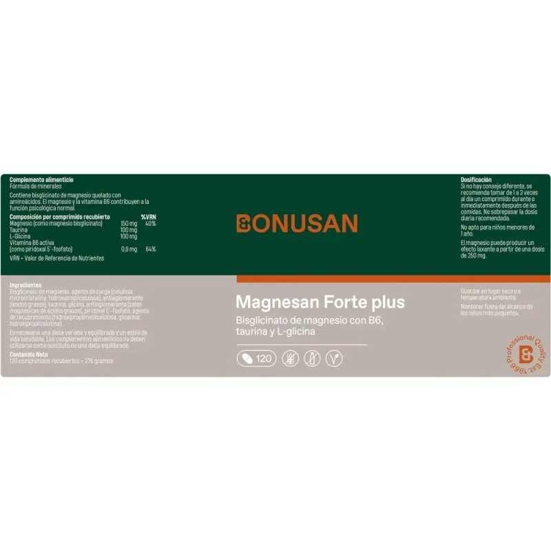 Bonusan Magnesan Forte Plus, 120 comprimidos