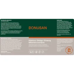 Bonusan Hipérico-Ginkgo-Ginseng siberiano extracto, 90 comprimidos etiqueta