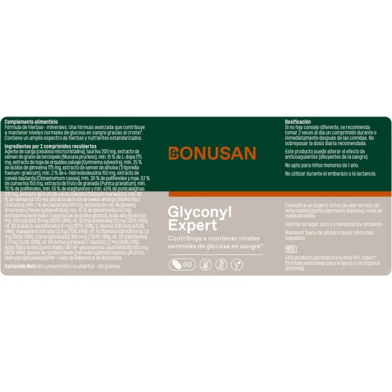 Bonusan Glyconyl Expert, 60 comprimidos etiqueta