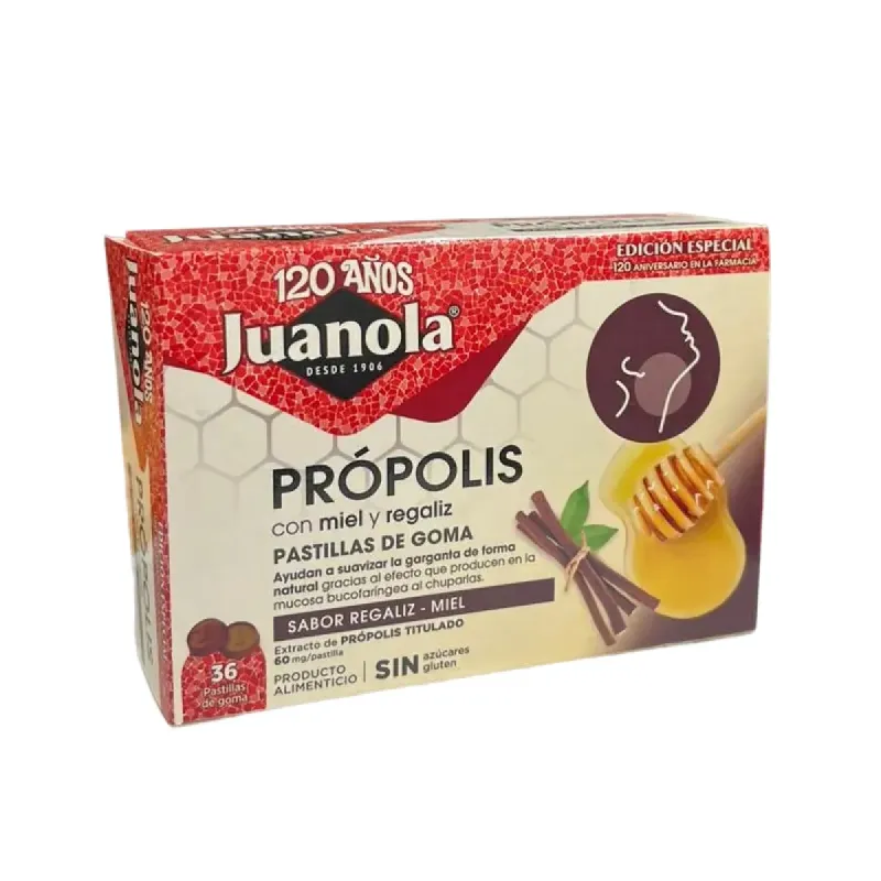 Juanola Própolis Regaliz 36 pastillas de goma | Farmacia Barata Juanola Própolis Regaliz 36 pastillas de goma | Farmacia Barata
