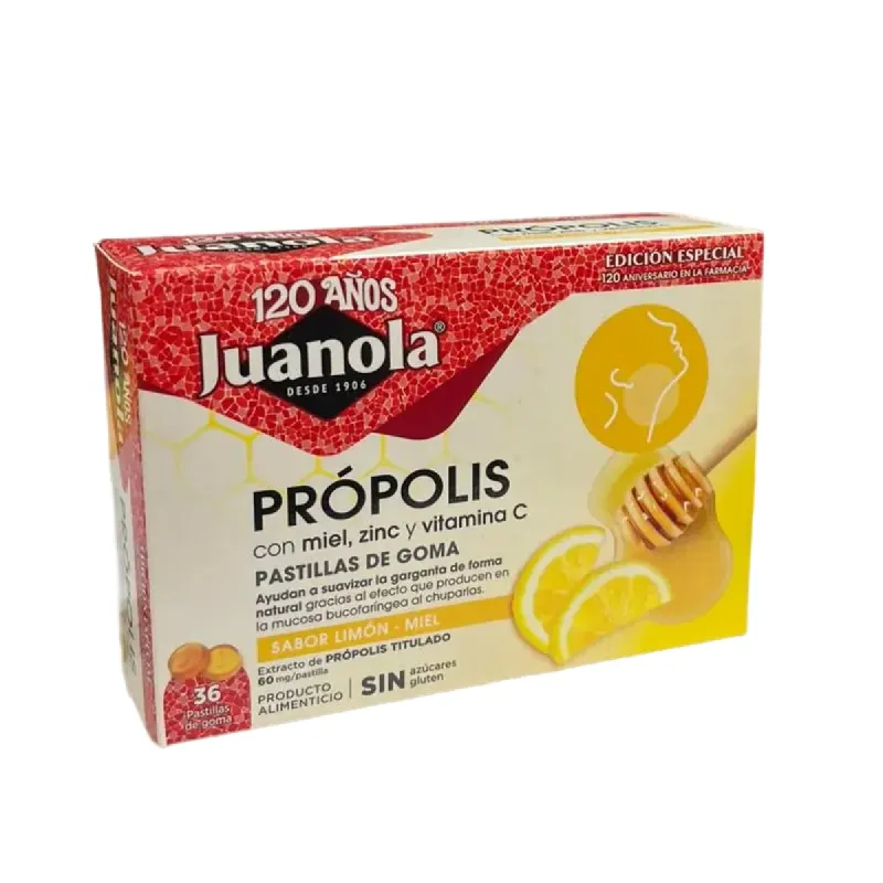 Juanola Própolis Limón y Miel 36 pastillas de goma | Farmacia Barata Juanola Própolis Limón y Miel 36 pastillas de goma | Farmacia Barata