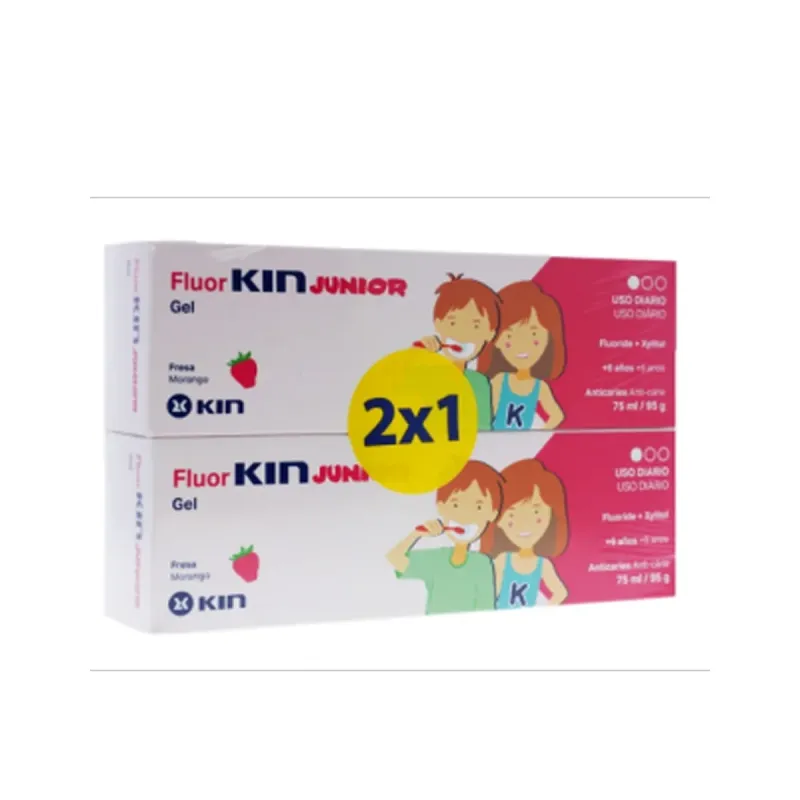 Fluorkin Junior Gel Pasta Sabor Fresa 2 × 75 ml | Farmacia Barata Fluorkin Junior Gel Pasta Sabor Fresa 2 × 75 ml | Farmacia Barata