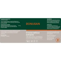Bonusan Crocus sativus extracto, 60 comprimidos etiqueta Bonusan Crocus sativus extracto, 60 comprimidos etiqueta